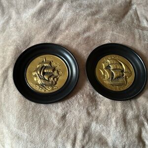 Mid-Century Retro Embossed Matching Plaques